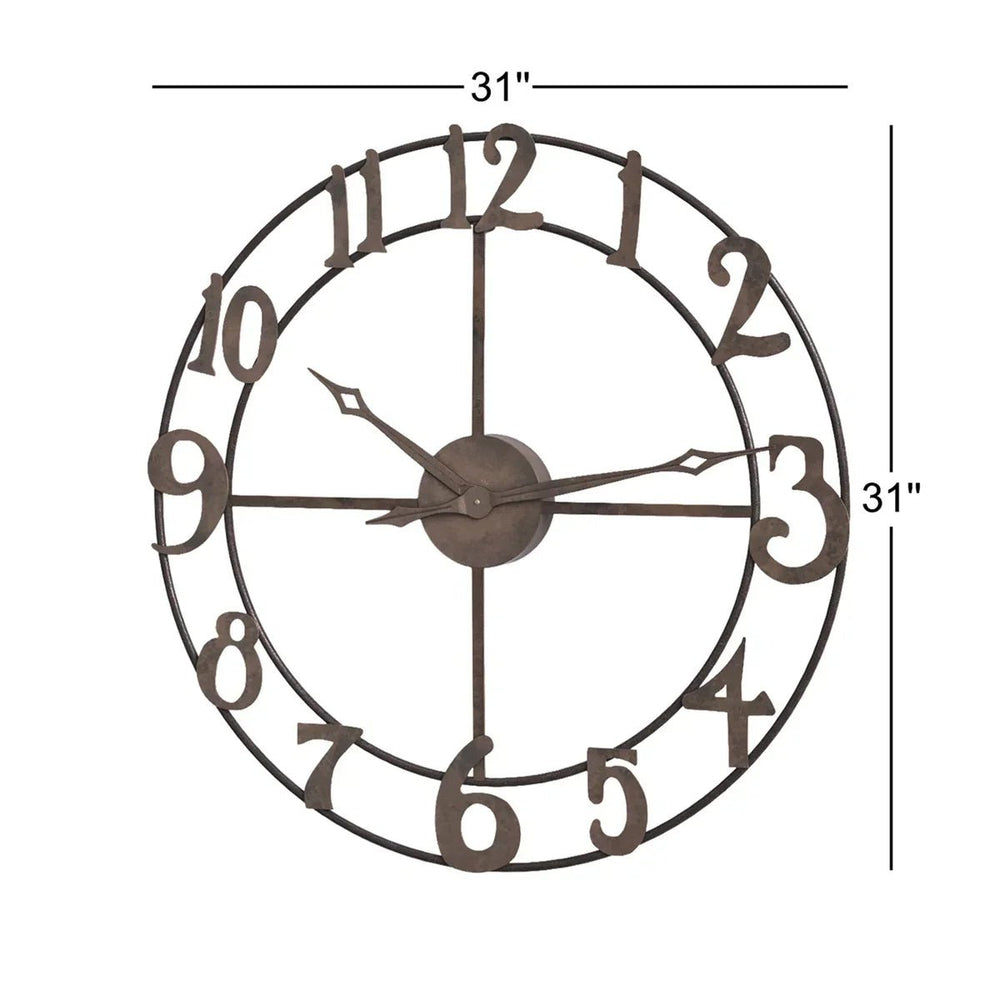 Antique Oversized Metal Wall Clock - All India Decor