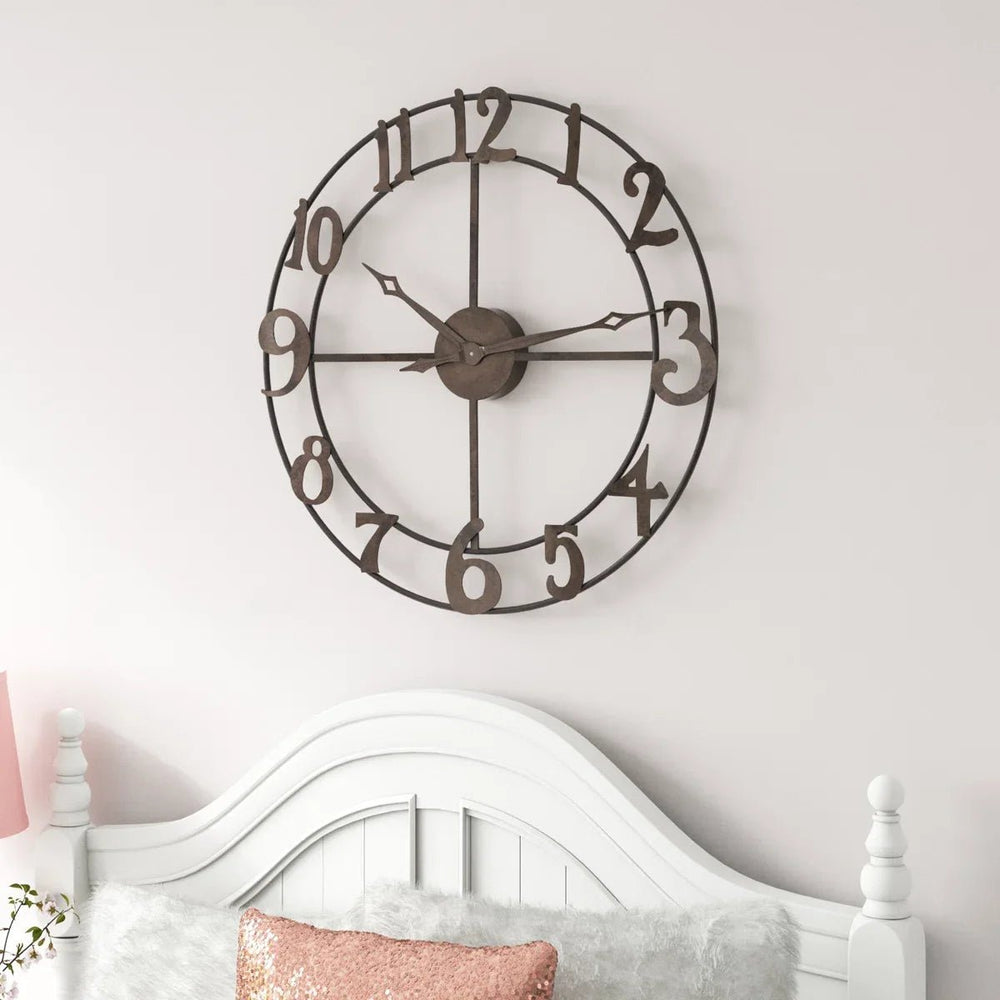 Antique Oversized Metal Wall Clock - All India Decor