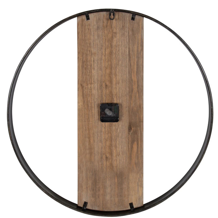 large clock with metal frame on a white background