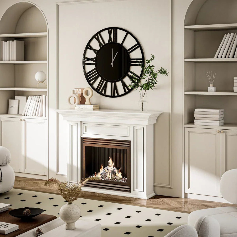 Black Metal Large Wall Clock For Living Room - All India Decor