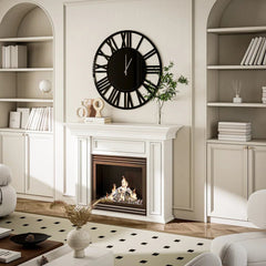 Black Metal Large Wall Clock For Living Room - All India Decor