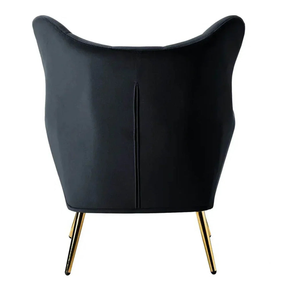 Black chair with gold legs on a white background