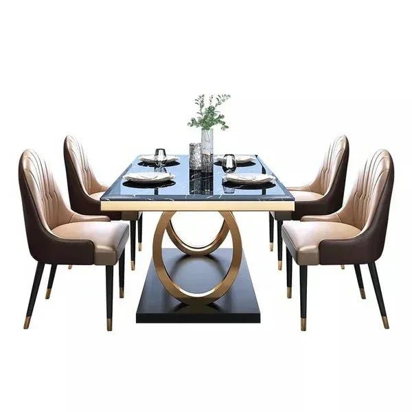 The Opulence Black Marble Dining Table Set - All India Decor