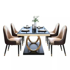 The Opulence Black Marble Dining Table Set - All India Decor