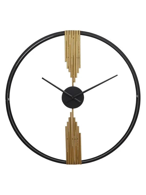 Gold Metal Black Ring Wall Clock - All India Decor