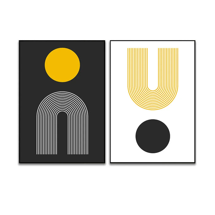 Two Boho art prints with geometric shapes on a white background