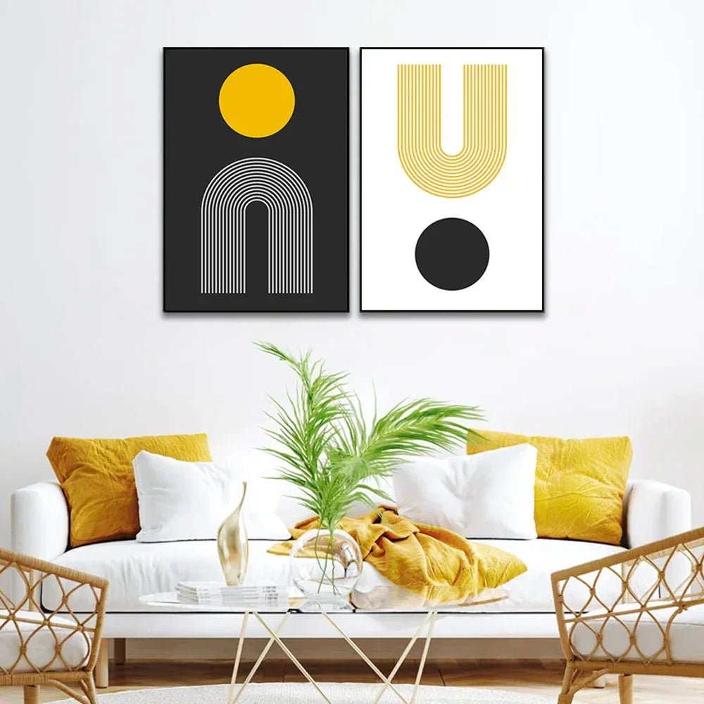 Mid Century Boho Wall Art Set of 2 - All India Decor