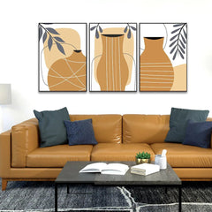 Beautiful Hand Drawn Flat Design Boho Wall Art Set of 3 - All India Decor