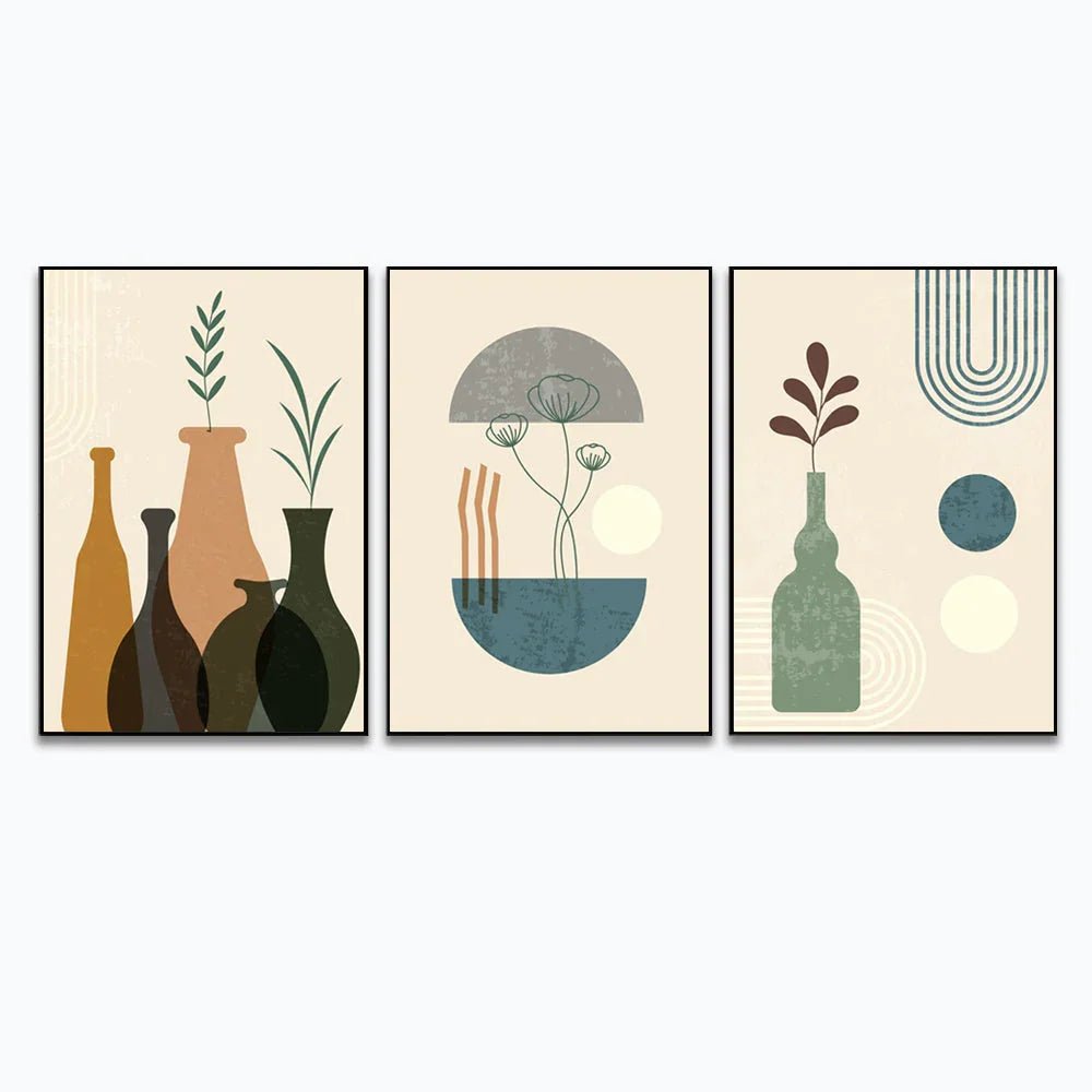 Boho Modern Abstract Contemporary Frame Painting & Wall Arts Set of 3 - All India Decor