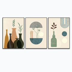 Boho Modern Abstract Contemporary Frame Painting & Wall Arts Set of 3 - All India Decor