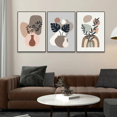 Boho Botanical Wall Art with Plant Organic Shapes Wall Art Set Of 3 - All India Decor