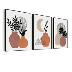 Boho Framed Painting Modern Art Abstract Wall decoration Wall Art Set of 3 - All India Decor