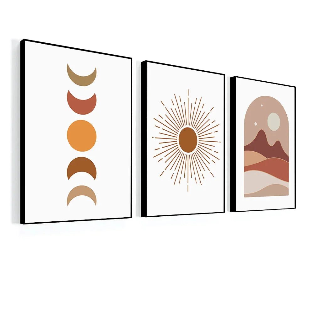 Boho Abstract Mid Century Concept Wall Art Prints Set of 3 - All India Decor