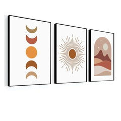 Boho Abstract Mid Century Concept Wall Art Prints Set of 3 - All India Decor