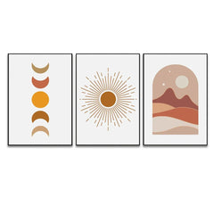 Boho Abstract Mid Century Concept Wall Art Prints Set of 3 - All India Decor
