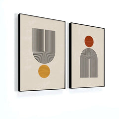 Mid - Century Abstract Contemporary Aesthetic Wall Art Set of 2 - All India Decor