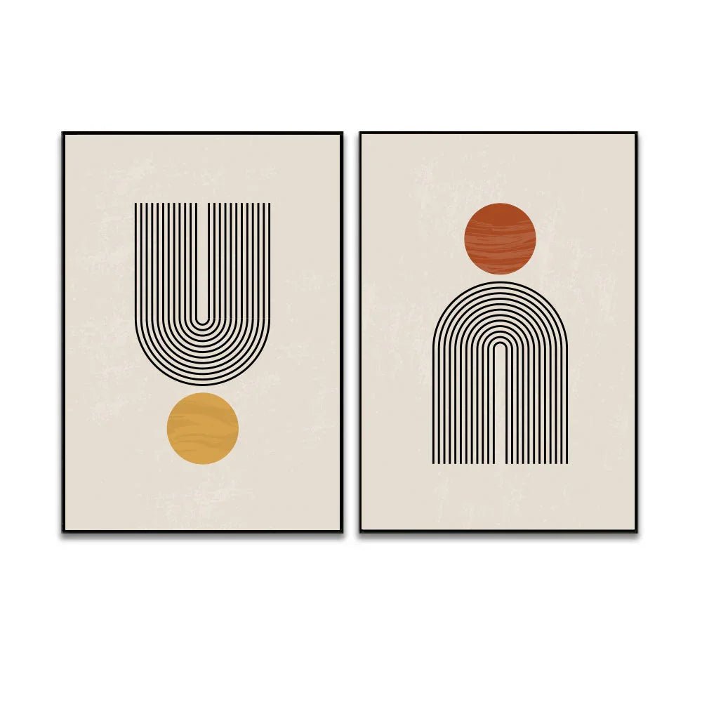 Mid - Century Abstract Contemporary Aesthetic Wall Art Set of 2 - All India Decor