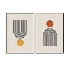 Mid - Century Abstract Contemporary Aesthetic Wall Art Set of 2 - All India Decor