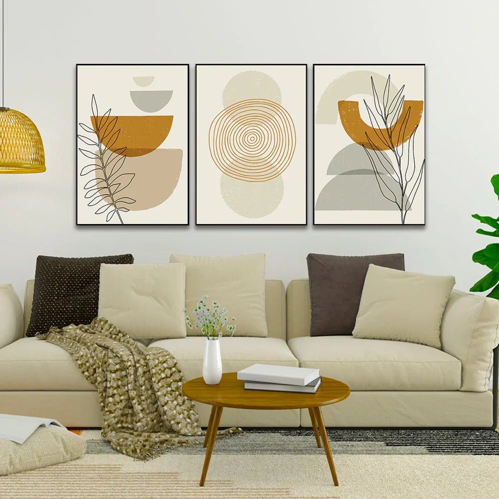 Mid Century Modern Boho Style Wall Art for Interior Décor Set Of 3 - All India Decor