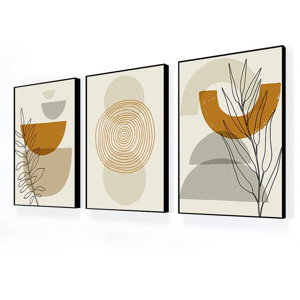 Mid Century Modern Boho Style Wall Art for Interior Décor Set Of 3 - All India Decor