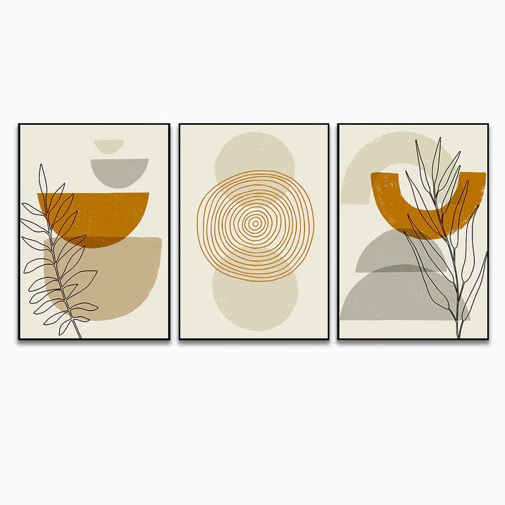 Mid Century Modern Boho Style Wall Art for Interior Décor Set Of 3 - All India Decor
