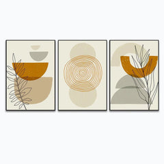 Mid Century Modern Boho Style Wall Art for Interior Décor Set Of 3 - All India Decor