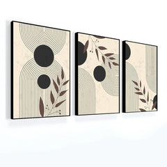 Mid Century Boho Modern Aesthetic in Vintage for Wall Art Set of 3 - All India Decor