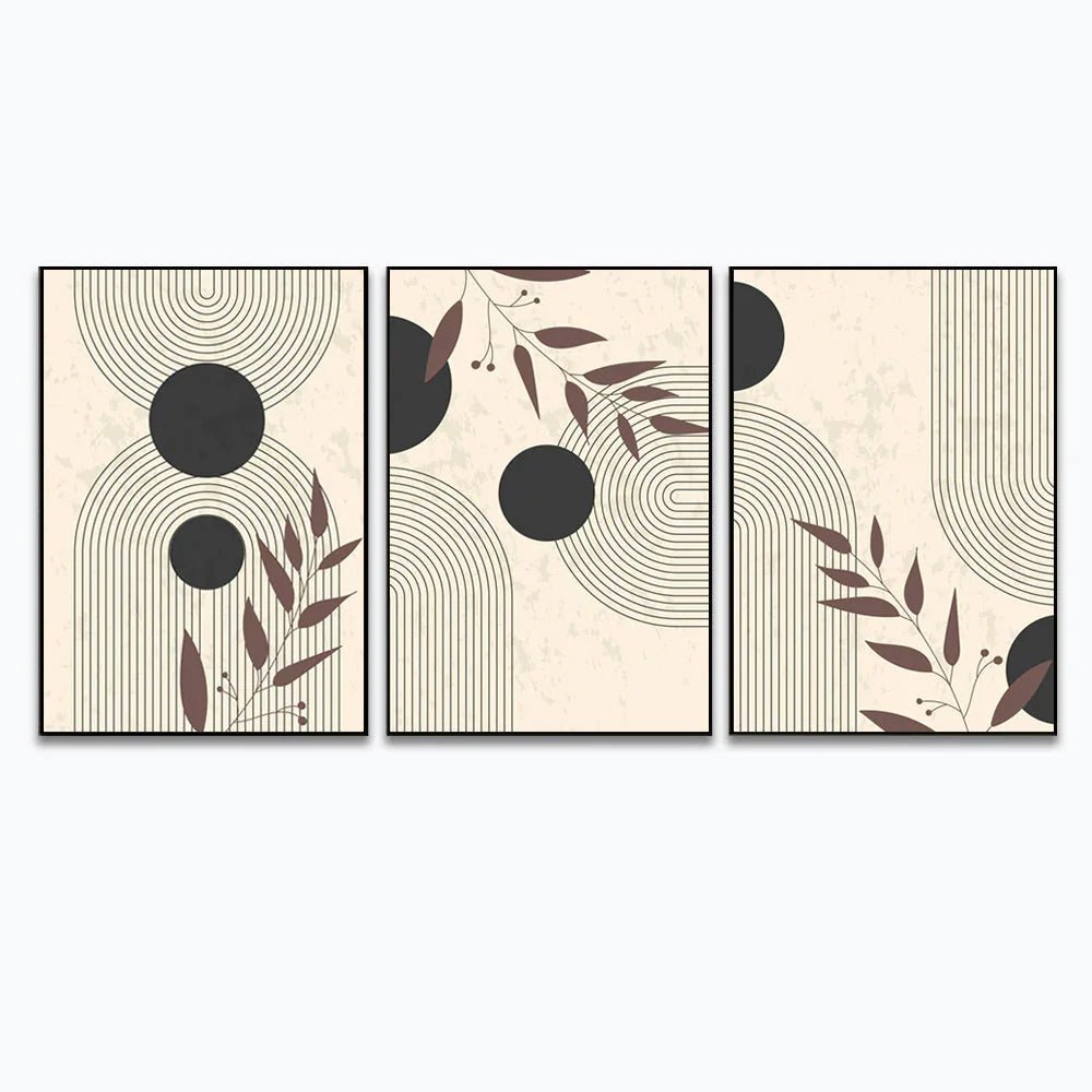 Mid Century Boho Modern Aesthetic in Vintage for Wall Art Set of 3 - All India Decor