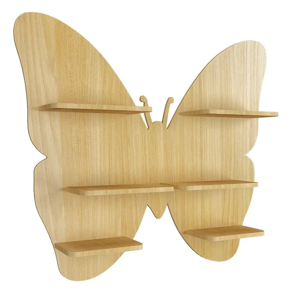 Butterfly Shape Backlit Wood Wall Shelf / Book Shelf / Night Light - All India Decor