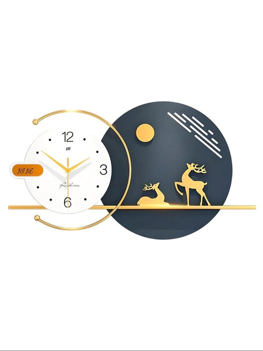 Decorative wall clock with deer design on a white background