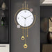 Decorative wall clock for hall with gold accents on a dark wall