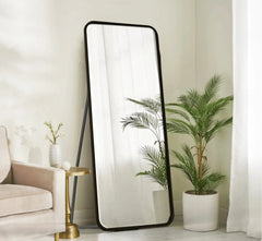 Mile Metal Floor Mirror with Stand (Bold Black) - All India Decor