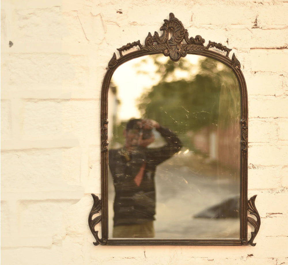 Victorian Arched Wall Mirror (Bold Black) - All India Decor