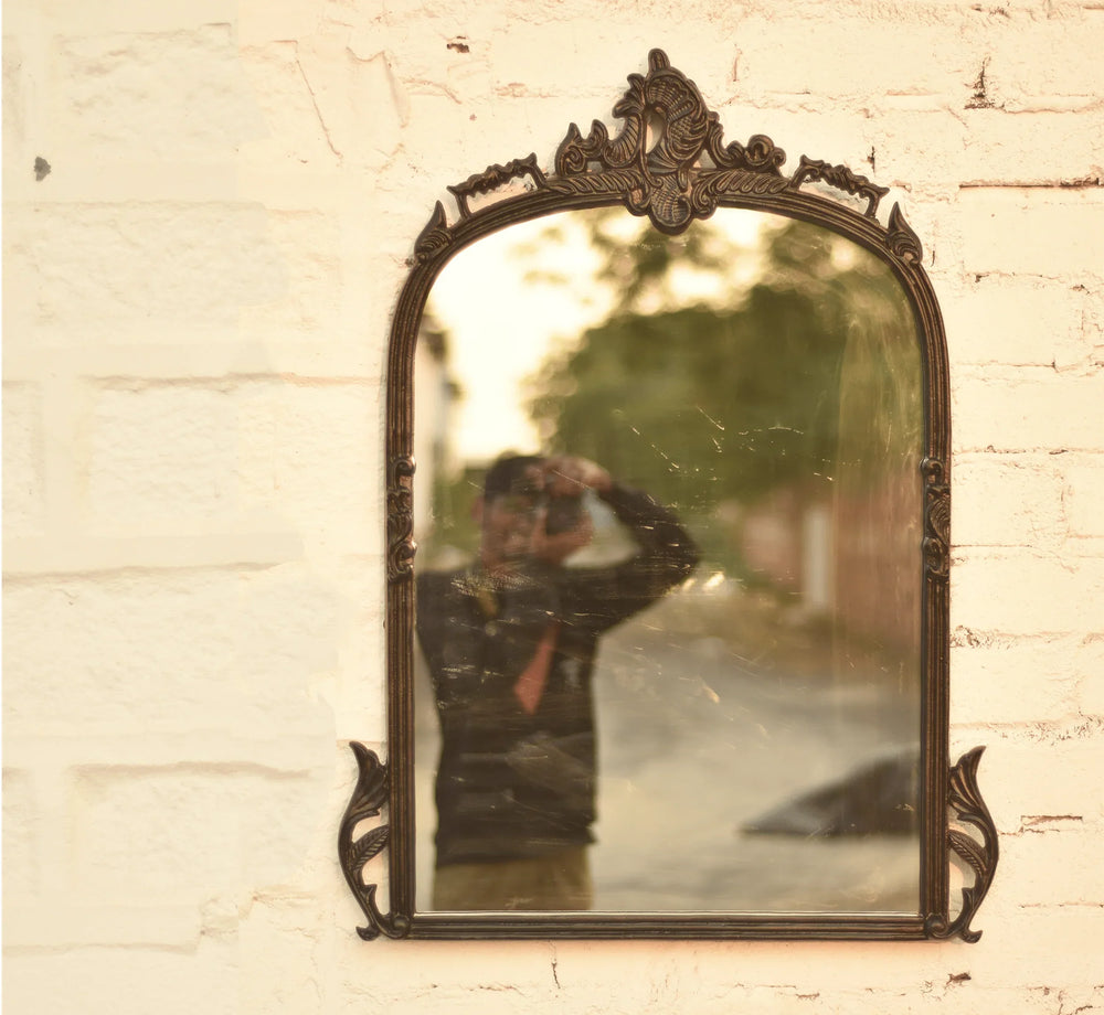 Victorian Arched Wall Mirror (Bold Black) - All India Decor