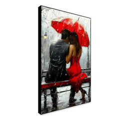 Beautiful Romantic Couple Love Under Rain Canvas Wall Paintings & Arts - All India Decor