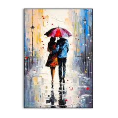 Beautiful Couple's Walk in the Rain Canvas Wall Paintings & Arts - All India Decor