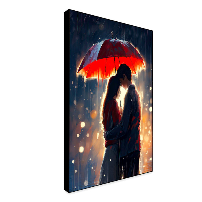 Beautiful Romance in The Rain, Love Couple Canvas Wall Paintings & Arts