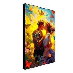 Young Couple Romantic Artwork Butterflies Canvas Wall Paintings & Arts - All India Decor