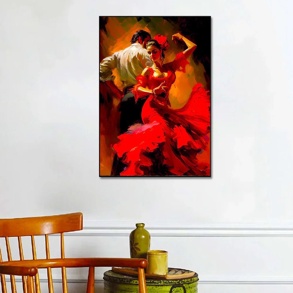 Couple Of Dancers in Dance Motion Premium Canvas Wall Paintings & Arts - All India Decor