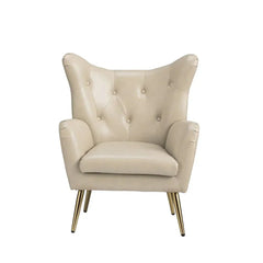 Hedley Cream Leather Accent Chair with Golden Legs - All India Decor