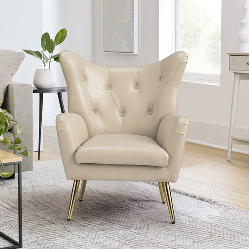 cream leather accent chair