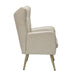 cream leather accent chair side view