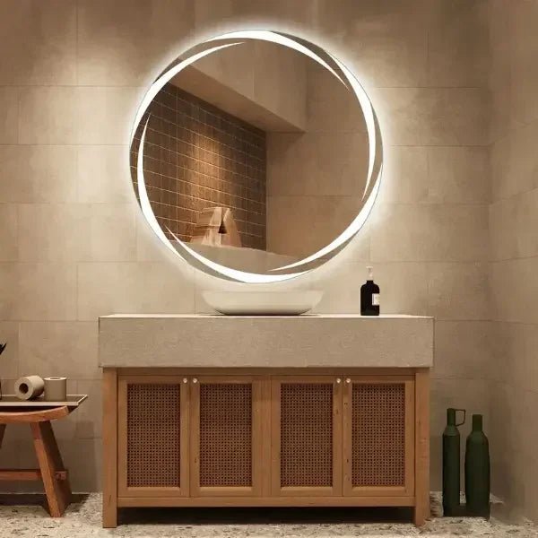 Erio Round Crystal Light Mirror - All India Decor