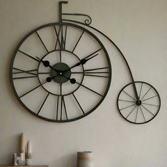 Cycle Shape Metal Wall Clock 36 x 42 Inches Rust Free - All India Decor