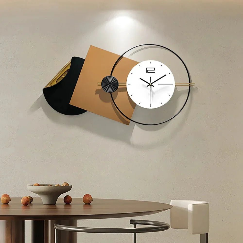 Modern Black & Brown Wall Clock - All India Decor
