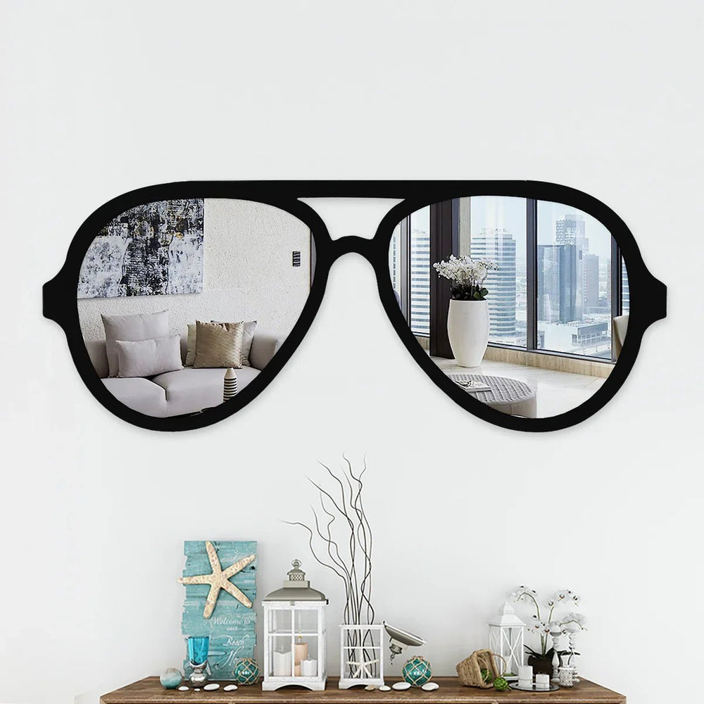 Beautiful Decorative Sunglasses Shape Wall Mirror With Black Finish Frame - All India Decor