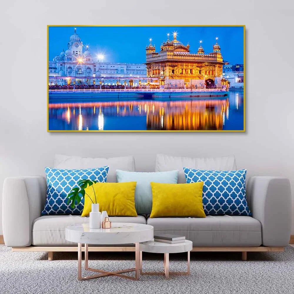 Golden Temple Design Canvas Printed Painting - All India Decor