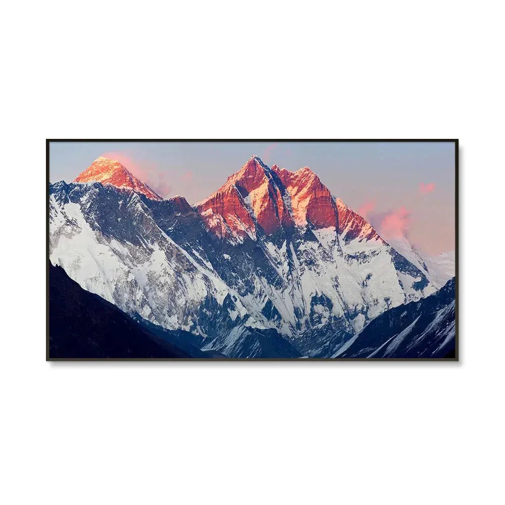 Big Panoramic Beautiful Everest And Lhotse At Sunset Canvas Painting - All India Decor