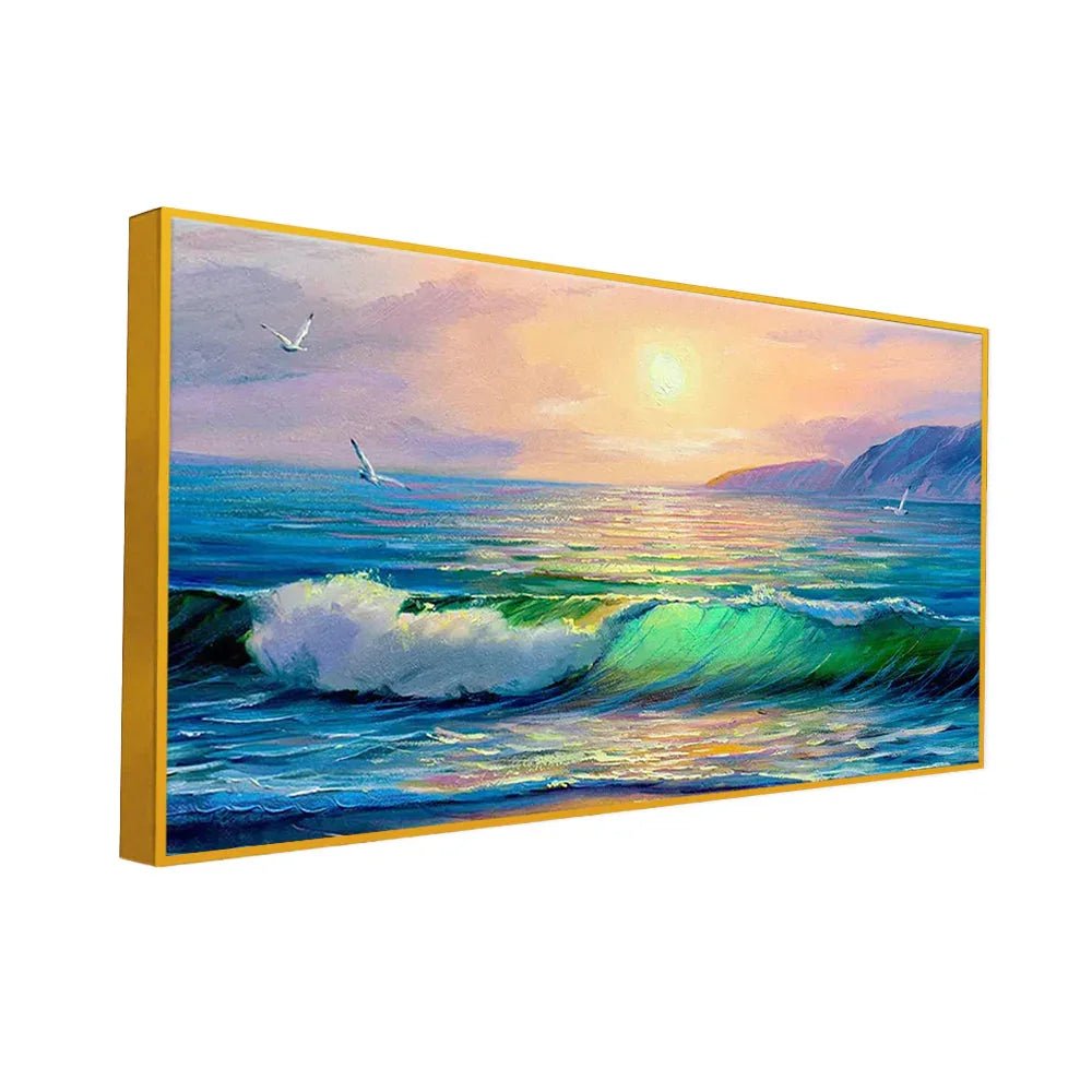 Big Panoramic Beautiful Sea Sunset Scenery Canvas Painting - All India Decor
