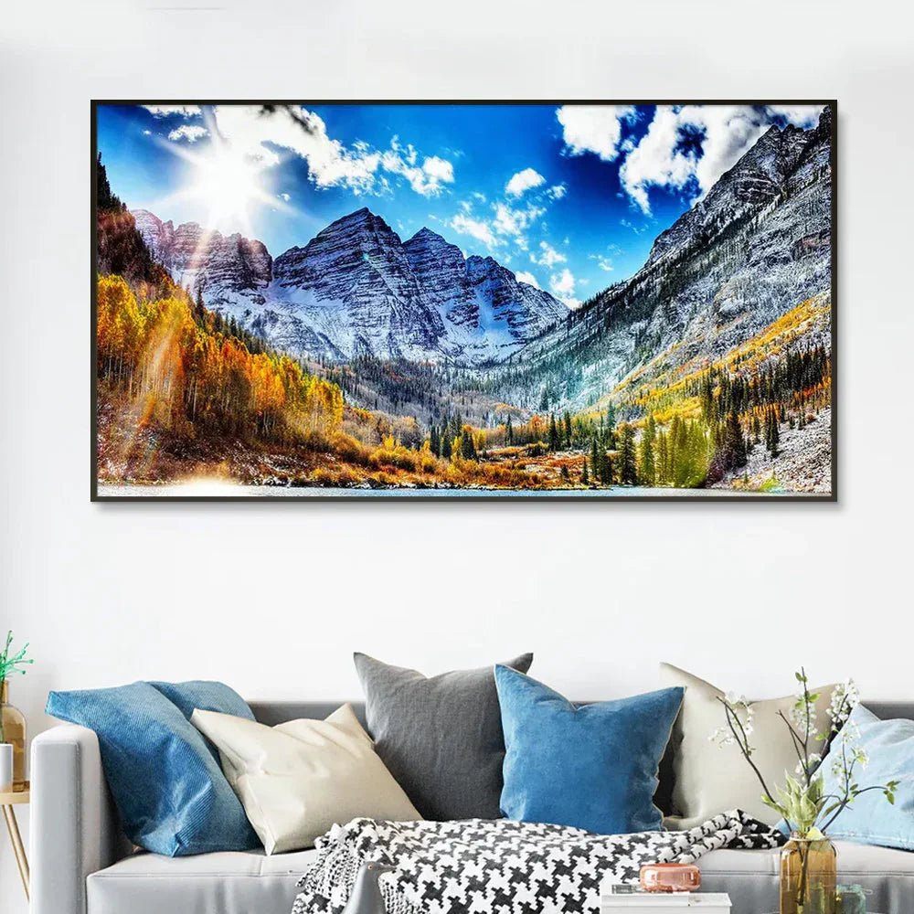 Mountain Nature Scenery Canvas Painting - All India Decor